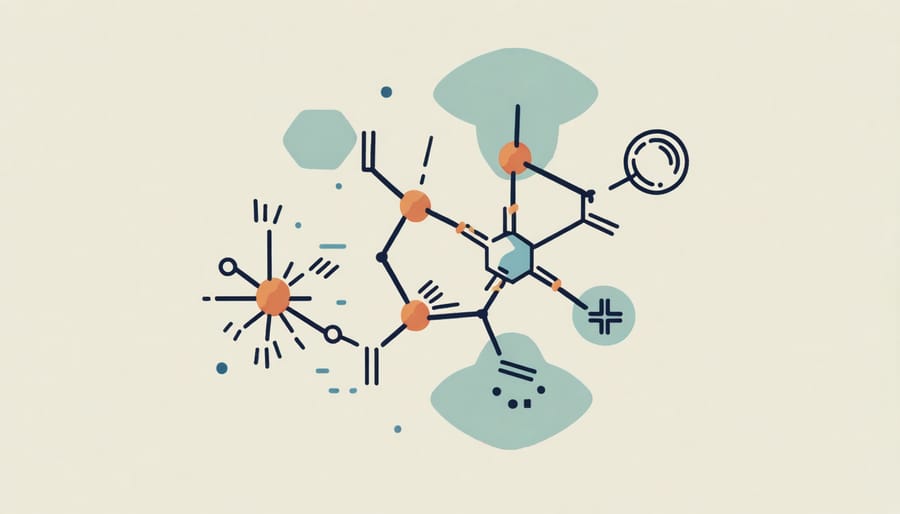 Diagram showing how CBD molecules interact with neural receptors for anxiety and mood regulation