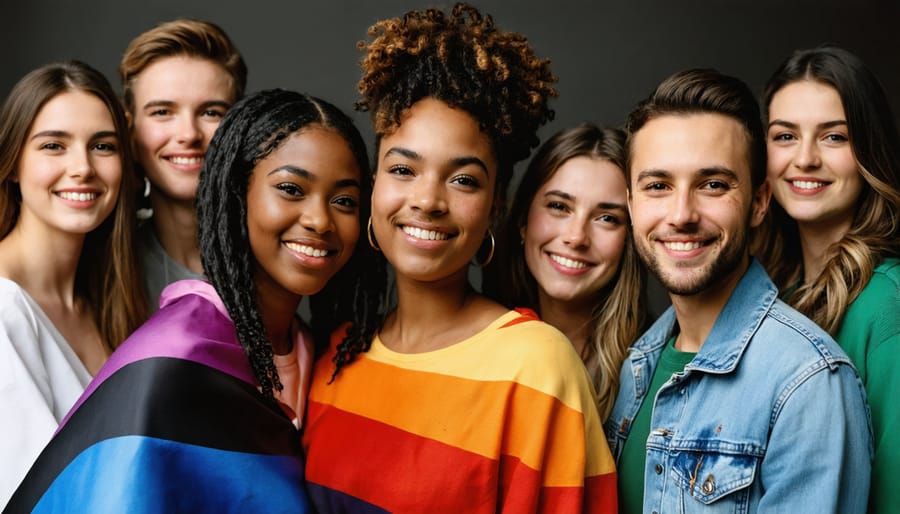 LGBTQ+ community members engaging in a supportive group discussion